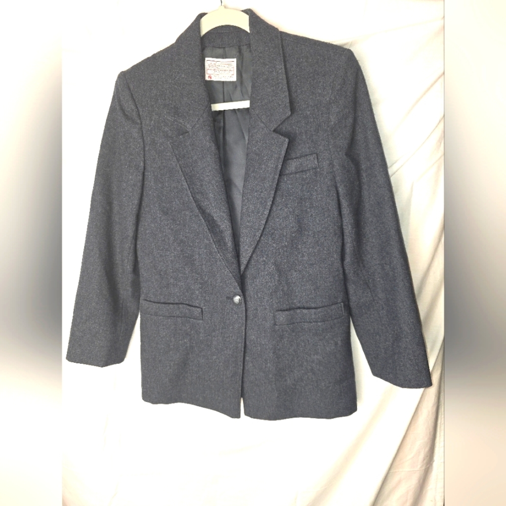 Women's Pendleton Gray One Button 100% Virgin Woo… - image 1